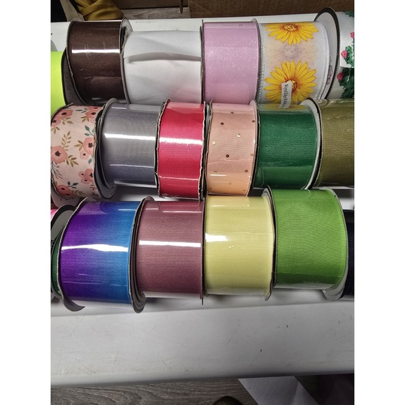 Ribbon Lot Mixed Grosgain Satin 51 Rolls - Picture 5 of 7